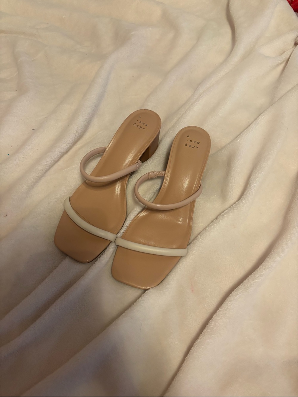 Target Nude and Cream Double-Strap Slide Heels